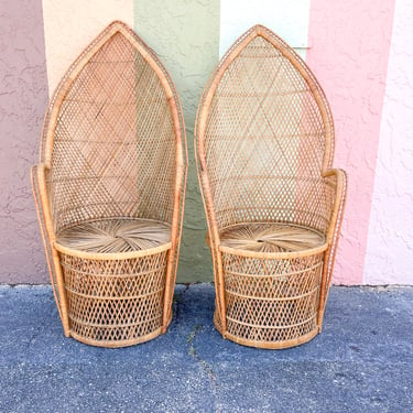 Pair of Fab Island Chic Rattan Chairs