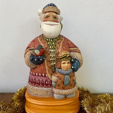 Vintage G Debrekht Santa Music Box, Musical Merchant Series, Ltd. Edition, Christmas Decor, Here Comes Santa Claus, Ethnic Santa With Boy 