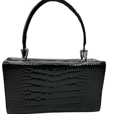 Gianfranco Ferre Black Baby Alligator Handbag