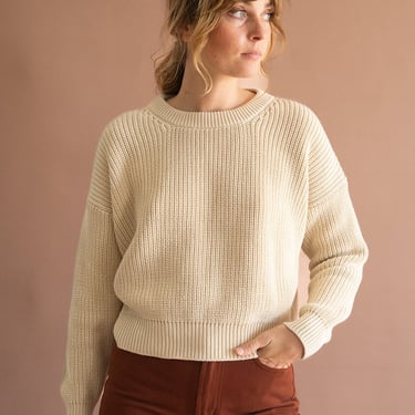 Organic Cotton Knit Sweater - Natural