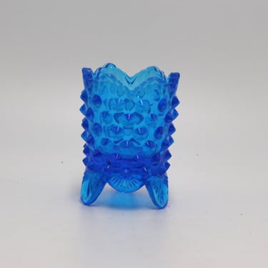 vintage Fenton Colonial Blue Hobnail toothpick holder 