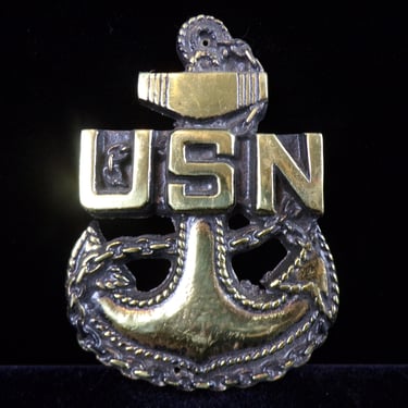 ws/USN US Navy Chief E-7 Anchor Solid Brass Plaque Emblem