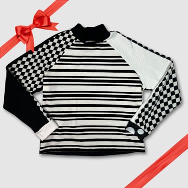 in-stock holiday - SIZE: L - black + white 'color block' sweatshirt