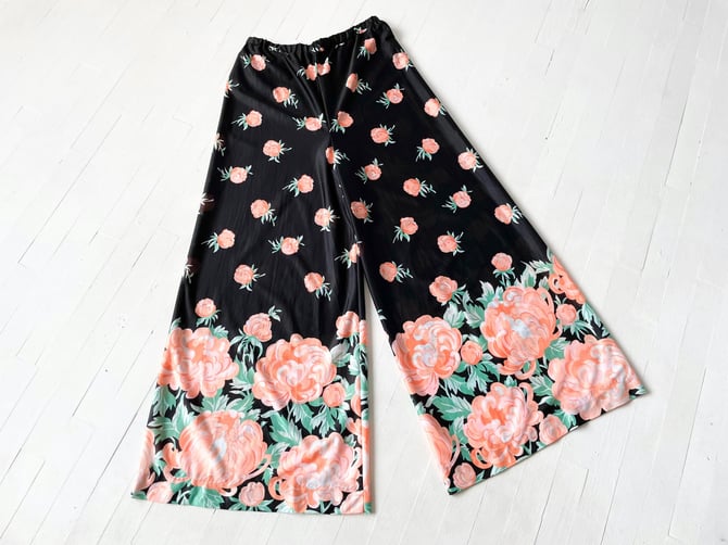 1970s Floral Wide Leg Pants 