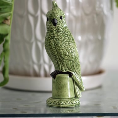 Vintage Ceramic Cockatoo Green with brown flecks 