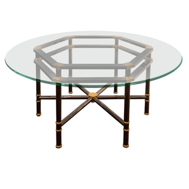 Karl Springer Rare Jansen Style Dining Table in Polished Gunmetal and Brass 1980s