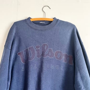 Vintage 90s Wilson Navy Blue Faded Oversized Sweatshirt Size L/XL 