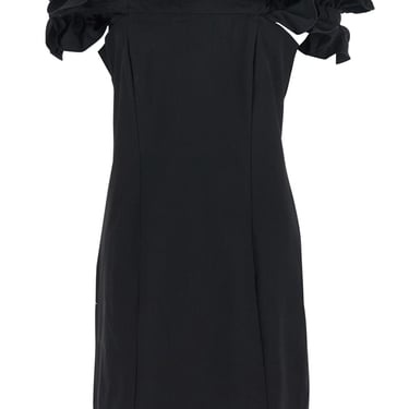 Rotate Black Dress With Ruffle Decorations And Ruffle Details In Tech Fabric Woman