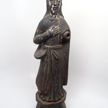 1800's Antique Jesus Religious Statue, Mexican Santos Hand Carved, Hand Painted for Christmas Putz or Nativity 