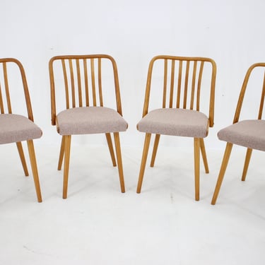 1970s Antonin Suman Set of 4 Oak Dining Chairs, Czechoslovakia 