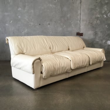 Mid Century Leather Craft Artisan Snap Sofa