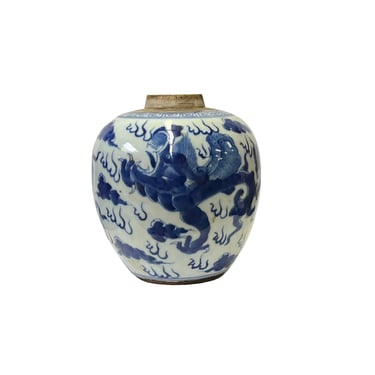 Oriental Artistic Dragon Small Blue White Porcelain Ginger Jar ws3334E 