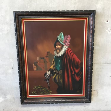 Large Vintage Conquistador Oil on Canvas Painting by Carlo