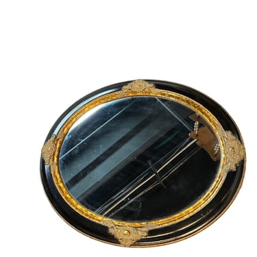 Vanguard Studios Oval Mirror w  Ornate Black & Gold Frame EK221-187