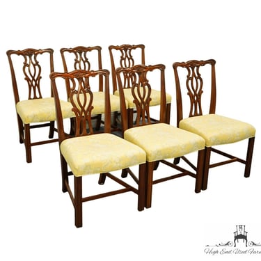 Set of 6 Solid Mahogany Traditional Chippendale Style Dining Side Chairs 