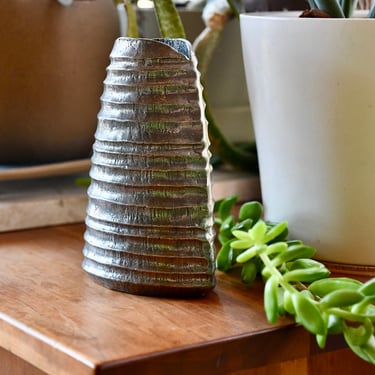 Postmodern Patrick Meyer Handmade Pewter Vase 