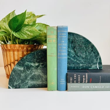 Pair of Green Marble Bookends