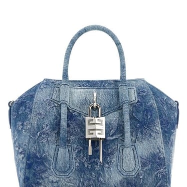 Givenchy Woman Denim Mini Antigona Lock Handbag