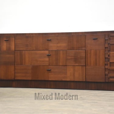 Walnut Brutalist Long Dresser 