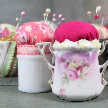 Pink Upcycled Pin Cushions | Pretty in Pink | Vintage Pin Cushions | Your Choice | Hand-Crafted by Bixley Shop 
