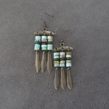 Turquoise and bronze chandelier earrings 