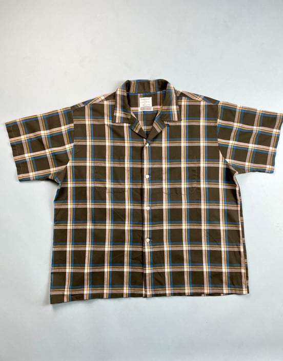 Vintage 60s 70s Pennys Towncraft Blue Camp Loop Collar Shirt