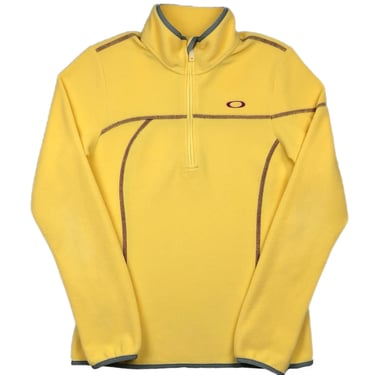 Vintage 90s/Y2K Oakley Software Yellow and Pink Quarter Zip Fleece Pullover Size Small/Medium 