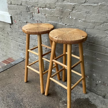 Pair of Rush Seat Barstools