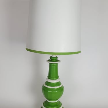 3 Way Green & White Ceramic Lamp