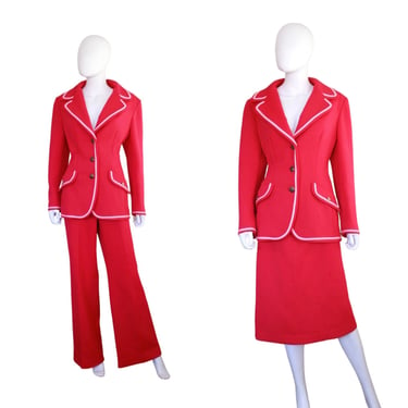 1970s Lilli Ann Pink Suit - Vintage Womens 3 Piece Suit - 1970s Womens Suit - Pink Lilli Ann Suit - Lilli Ann Pant Suit | Size Large 