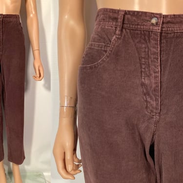 Vintage 90s Brown Corduroy High Waist Straight Leg Pants Size 28 x 28 