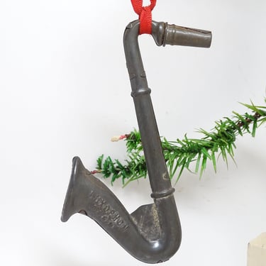 1930's German Toy Horn, Antique Noisemaker Christmas Ornament, Vintage Tin LUXOPHON DRGM Made in Germany 