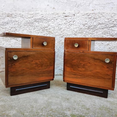 Vintage Pair of Bedside Tables / Mid Century/ Nightstand Storage/ Retro Night Tables/ Storage Tables/ Wooden Nightstands / Yugoslavia/ 70s 