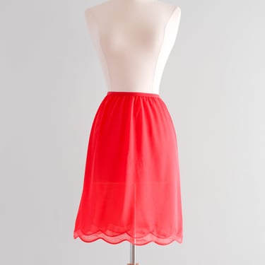 Delightful 1950's Scarlet Red Vintage Slip Skirt / Sz M