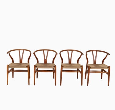 wishbone chairs in vintage oak by Hans J Wegner