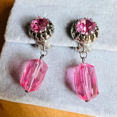 Austria Pink Crystal Earrings Clip 