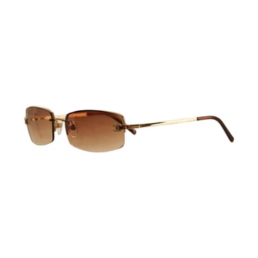 Chanel Brown Mini Rhinestone Rimless Sunglasses