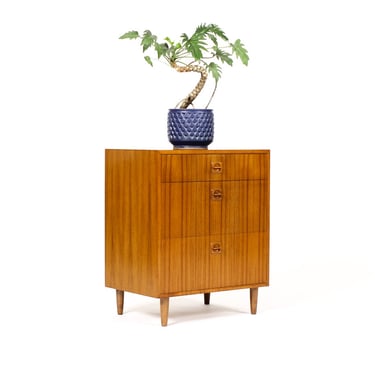 Danish Modern / Mid Century Teak Chest / Dresser — 3 drawers — Carved Pulls — A 