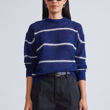 Softest Tissue Weight Sweater - Navy/Cream Stripe