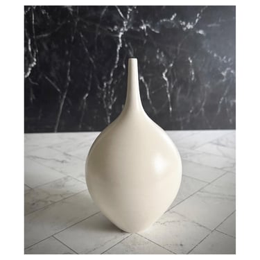 SHIPS NOW- 8" Stoneware Teardrop Bottle by Sara Paloma- handmade white satin matte minimalist modern studio pottery 