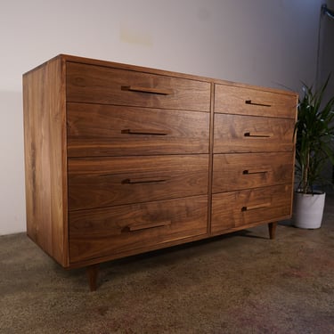 Lowboy Dresser, 8 Drawers, Mid-Century Dresser, Modern Lowboy, 8 Drawer Lowboy, Solid Hardwood Dresser (Shown in Walnut) 