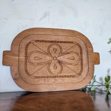 Vintage Hand Carved Wooden Tray 