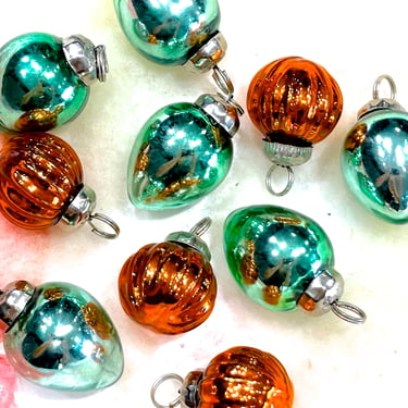 VINTAGE: 5pc Small Thick Mercury Glass Ornaments - Mid Weight Kugel Style Christmas Ornaments - Unique Find - Fall 