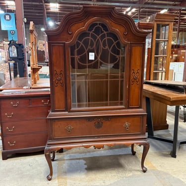 Vintage China Cabinet with Glass Mullion Door