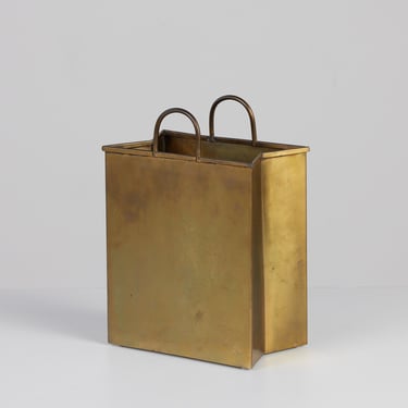 Medium Gio Ponti Attributed Patinated Brass Shopping Bag 