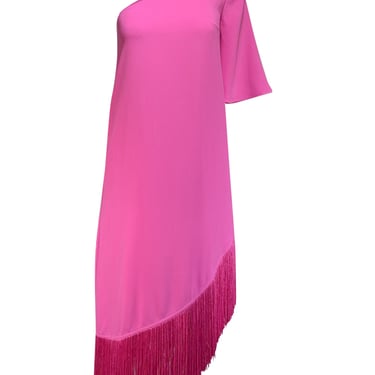 Trina Turk - Pink One Shoulder Fringe Trim Dress Sz XS