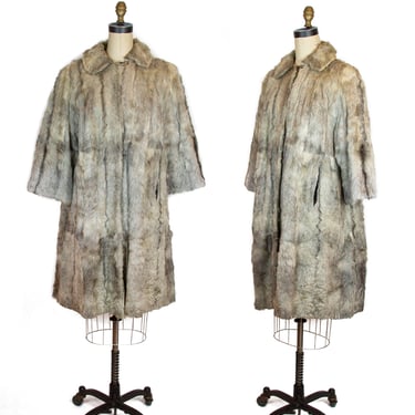 1940s Fur Coat ~ Grey Goat Fur Oversized Coat 