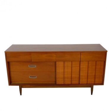 Ten Drawer Walnut And Cane Dresser