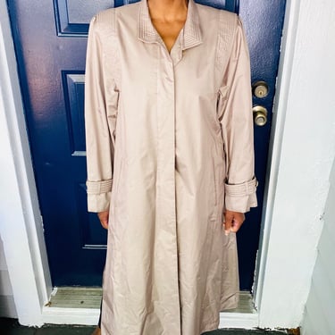 80s Fleet Street Beige Nylon Trench Coat 80s Vintage Women’s Trench Coat 