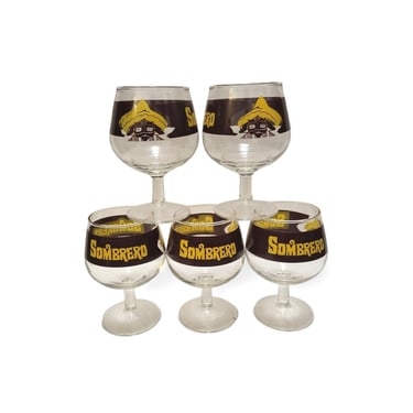 1960s Vintage Sombrero Drink Glasses, Donkey Burro, Mid Century Cocktail Glasses, Kahlua White Russian Coffee Drinks, Retro Vintage Barware 